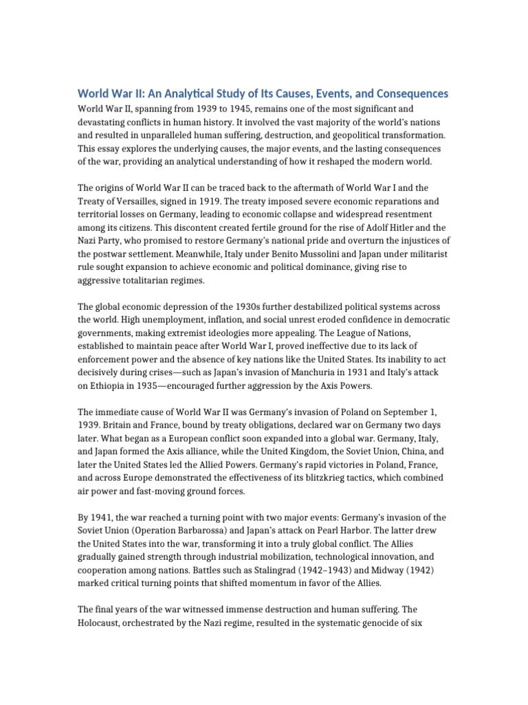 Causes and Consequences of WWII | PDF | Allies Of World War II | World ...