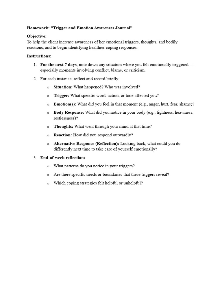 Emotional Trigger Awareness Journal | PDF