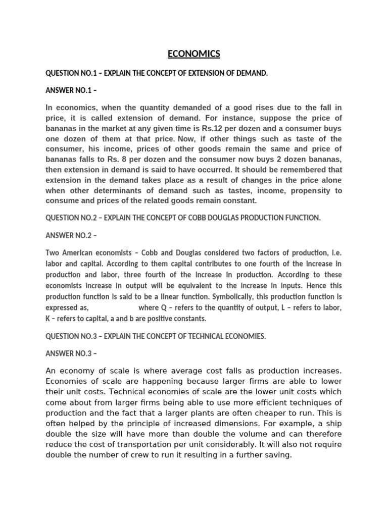 Key Economic Concepts Explained | PDF | Production Function | Economics