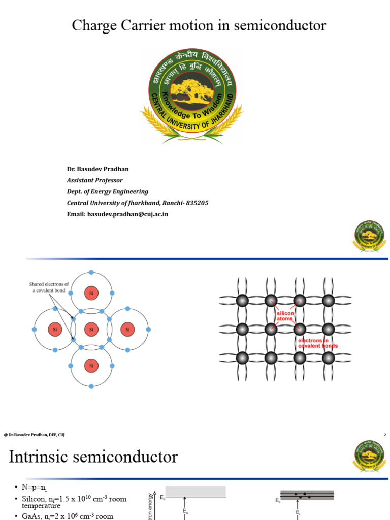 SPVT Lecture-1a Charge Carrier Motion in Semiconductor | PDF ...