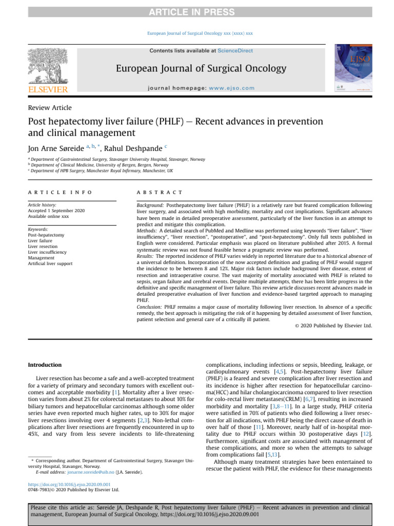 10 1016@j Ejso 2020 09 001 | PDF | Cirrhosis | Sepsis