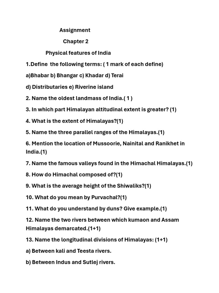 Chapter 2 Assignment of Class 9 | PDF