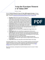 Pengertian Arsip Dan Kearsipan Menurut UU Nomor 43 Tahun 2009