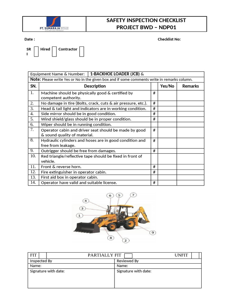 Equipment Safety Inspection Checklist | PDF | Crane (Machine) | Equipment