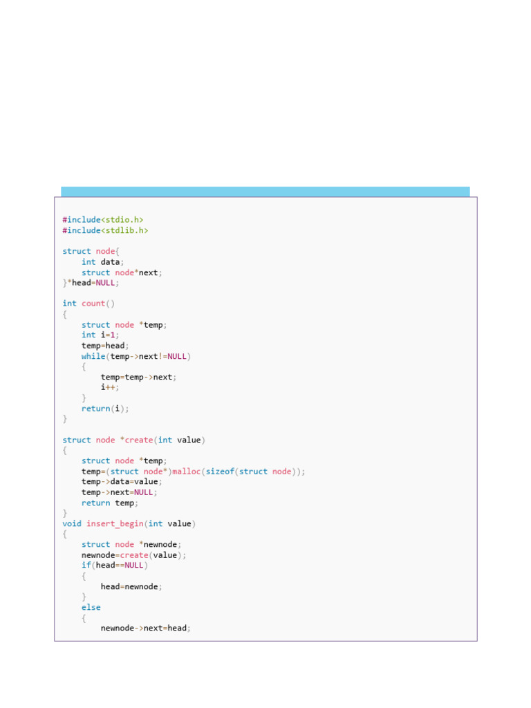 C Program for Linked List Operations | PDF | Queue (Abstract Data Type ...