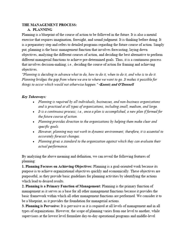Understanding the Planning Process in Management | PDF | Strategic ...