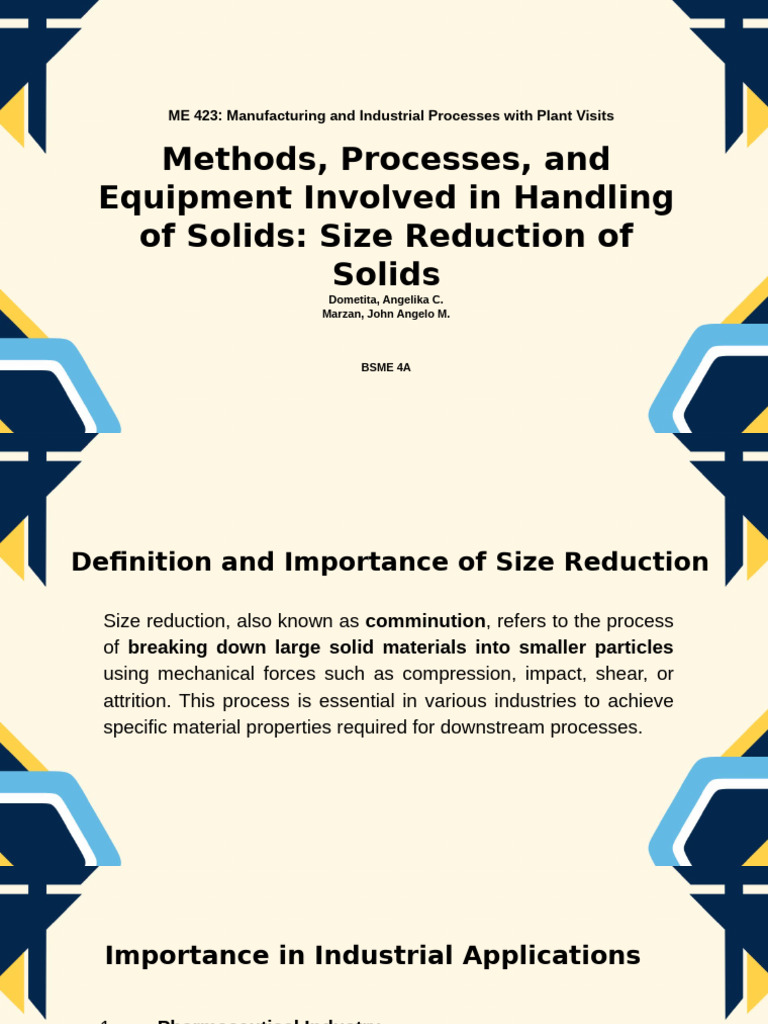 Size Reduction in Manufacturing Processes | PDF | Mill (Grinding ...