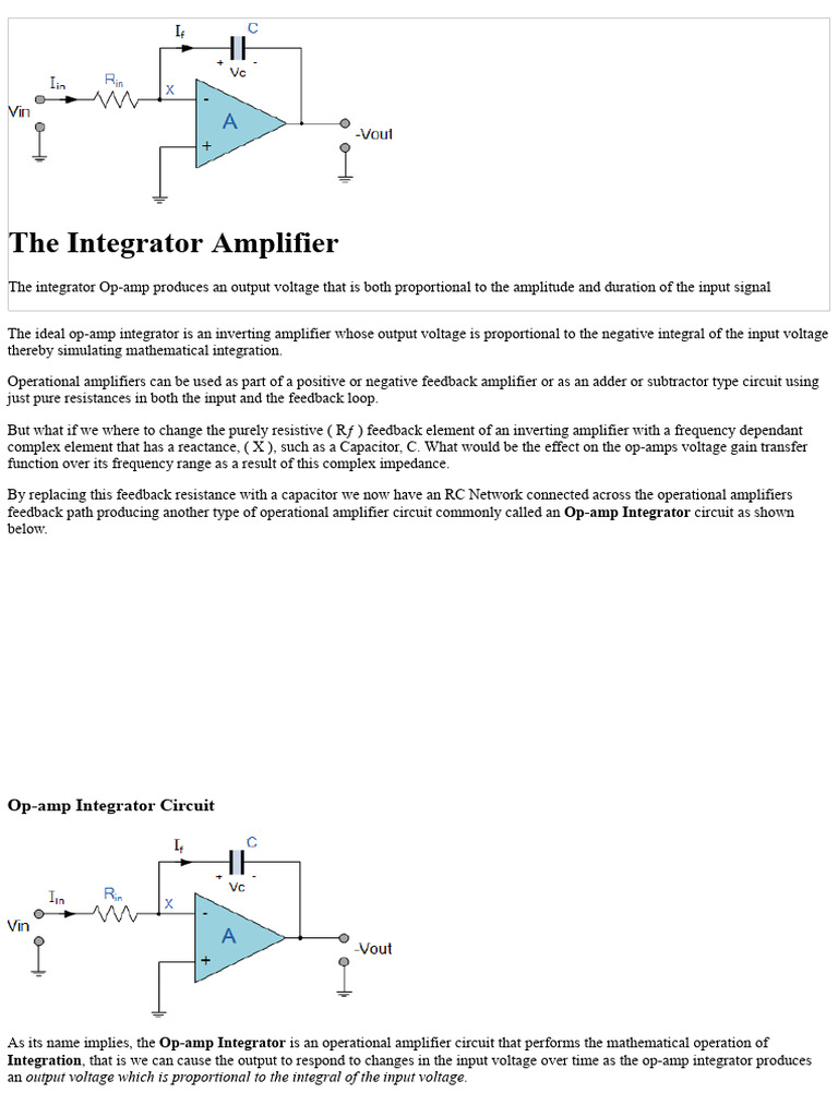 Op-Amp Integrator Circuit Overview | PDF | Operational Amplifier ...