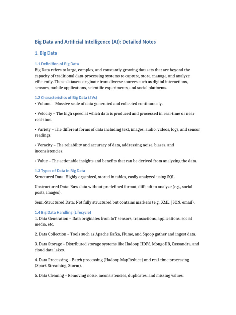 Big Data and AI: Key Concepts Explained | PDF | Analytics | Artificial ...