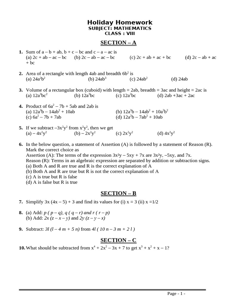 Assertion and Reason in Algebra | PDF | Length | Mathematics