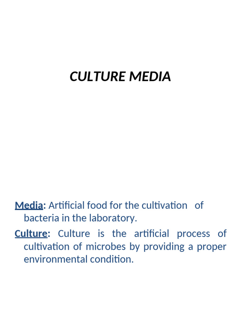Bacterial Culture Media Guide | PDF | Agar | Growth Medium