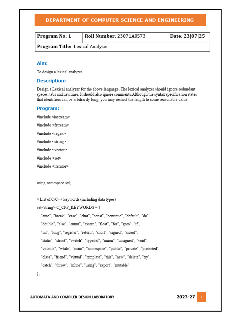 Lexical Analyzer and YACC Calculator Code | PDF | Computer Programming ...