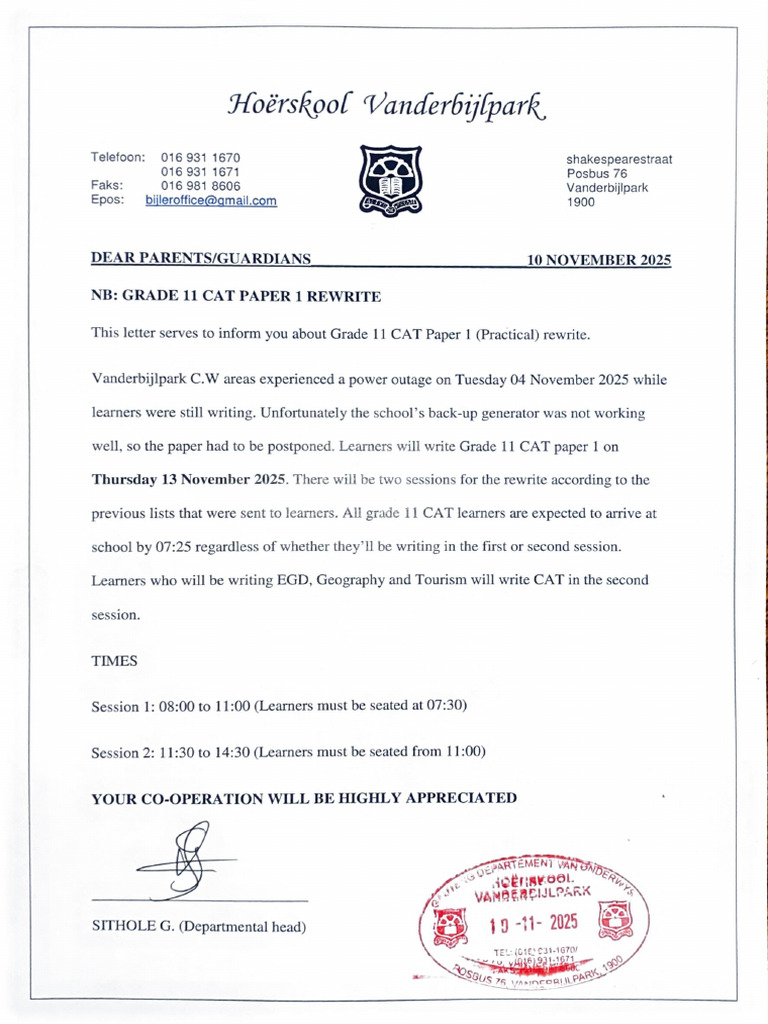 GR 11 2025 CAT P1 Rewrite Letter | PDF