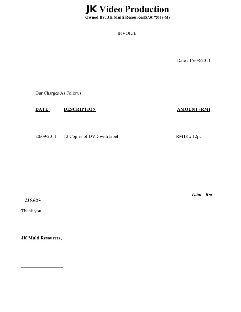JK Video Production Invoice Details | PDF