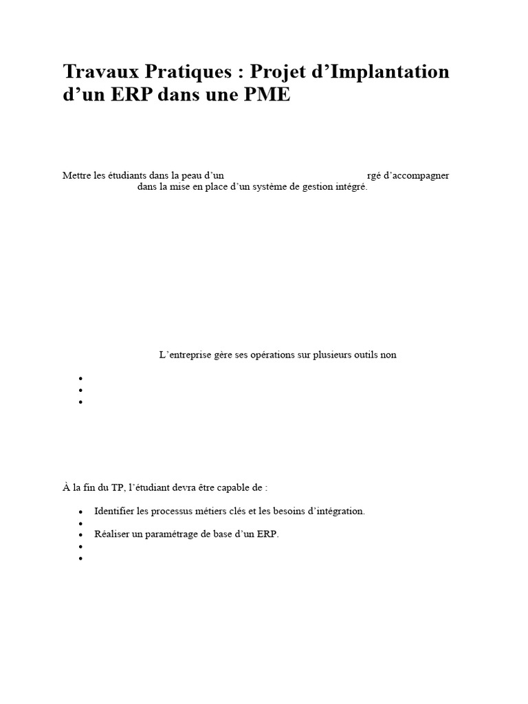 Implantation ERP pour PME : Guide Pratique | PDF | Progiciel de gestion ...