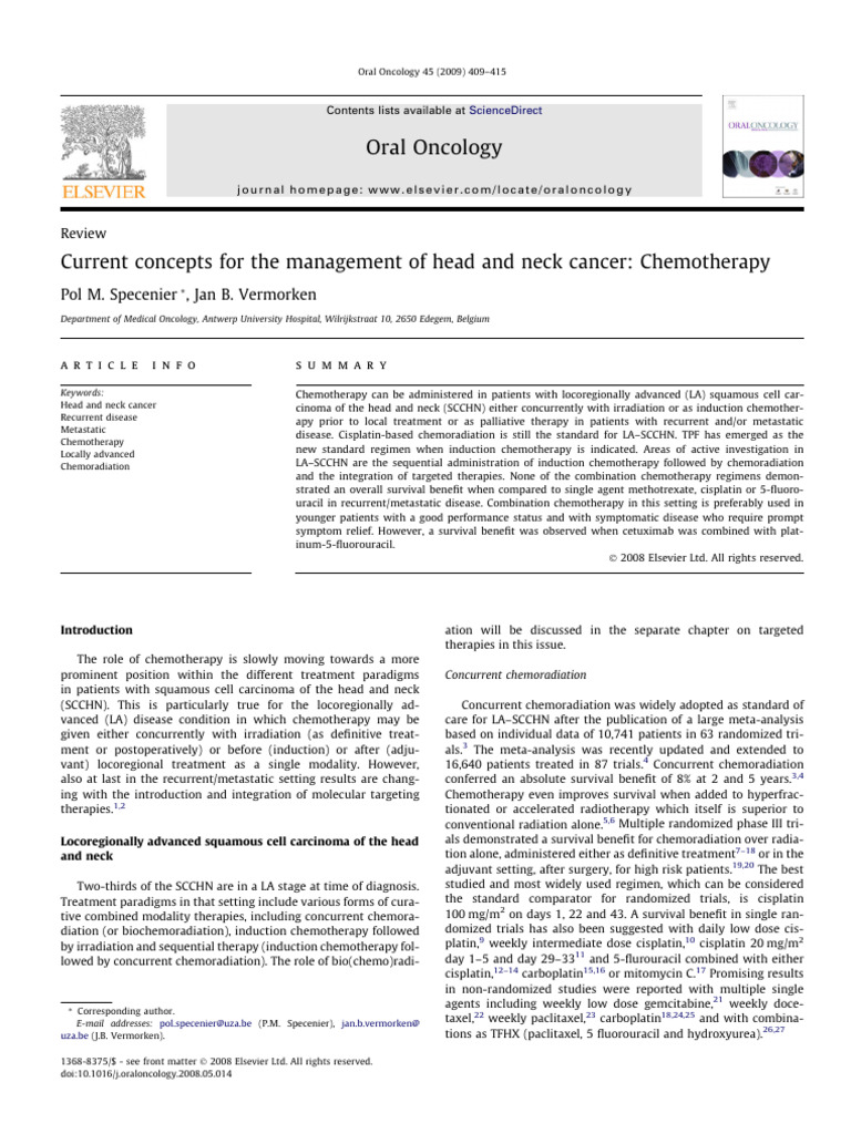 Current Concepts For The Management of Head and Neck Cancer ...