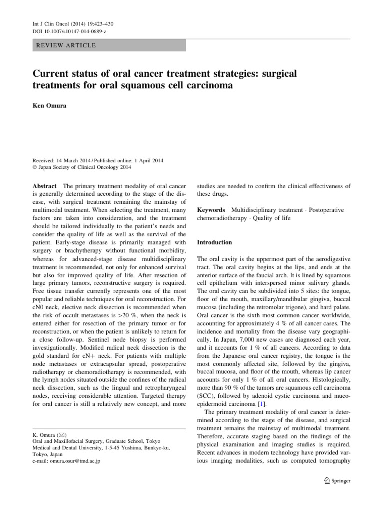 Oral Cancer Surgery Strategies Explained | PDF | Metastasis | Head And ...