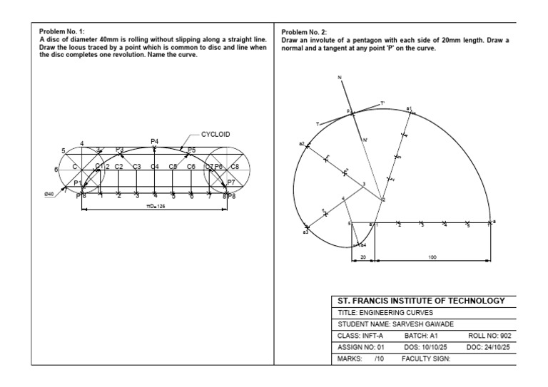 Engineering Curves Assignment Overview | PDF | Analytic Geometry