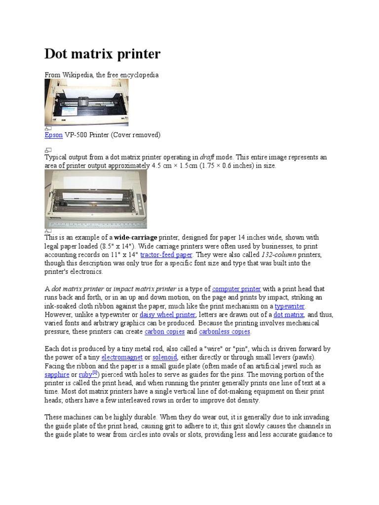 Dot Matrix Printer | PDF | Printer (Computing) | Office Equipment