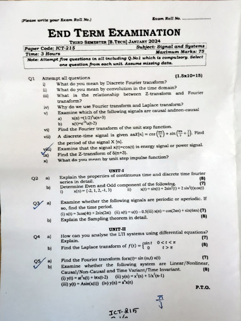 USICT 3rd Sem End Semester ECE Previous Year Papers | PDF