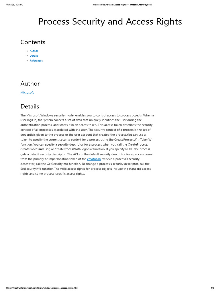 Windows Process Security Overview | PDF | Access Control | User (Computing)