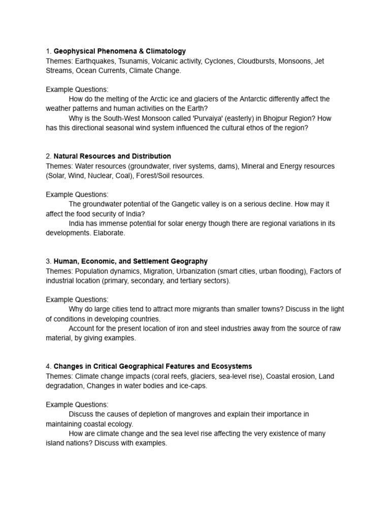 Geophysical and Resource Geography Insights | PDF | Climate Change ...
