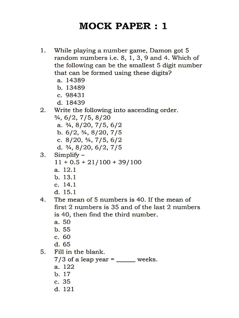 Mock Test 1 | PDF