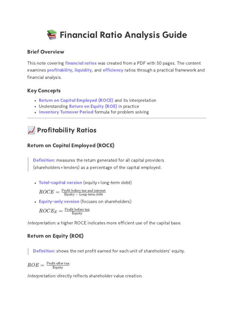 Financial Ratio Analysis Explained | PDF | Return On Equity | Equity ...