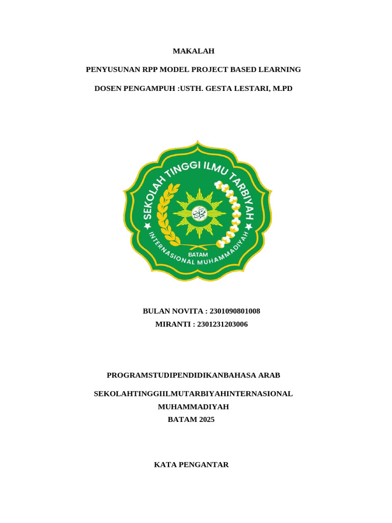 RPP Project Based Learning untuk Pendidikan | PDF