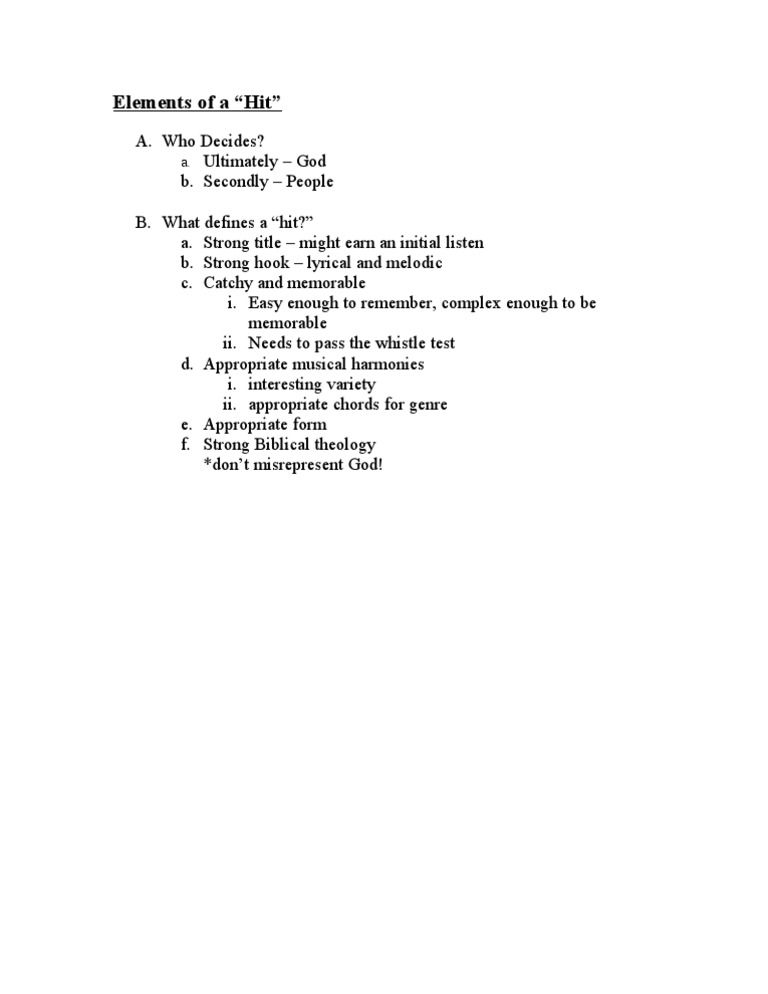 Key Elements of a Hit Song | PDF