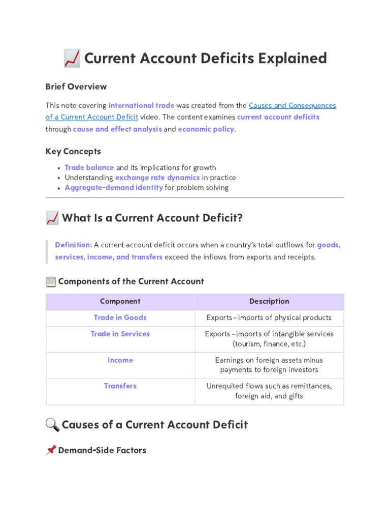 Causes and Consequences of A Current Account Deficit | PDF | Government ...