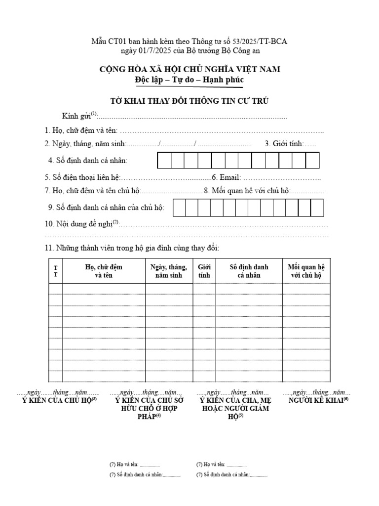 Mẫu CT01 Mới Nhất 2025 | PDF