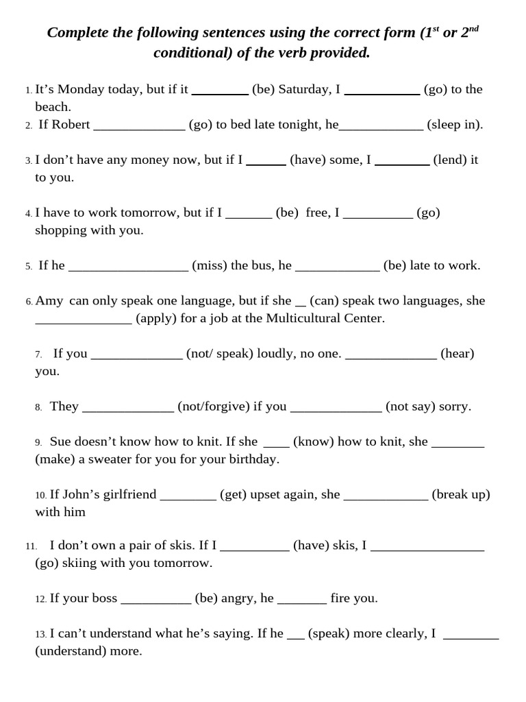 Conditional Sentence Practice Exercises | PDF | Chess Openings | Chess ...