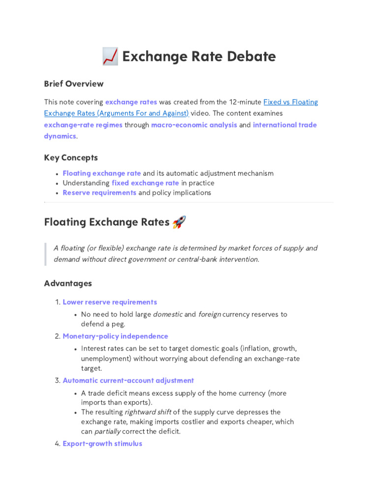 Floating vs Fixed Exchange Rates Explained | PDF | Exchange Rate ...