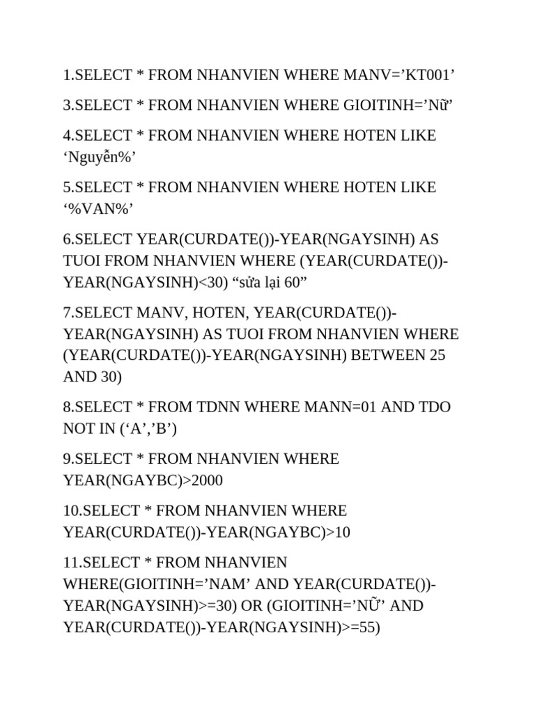 SQL Queries for Employee Data Analysis | PDF