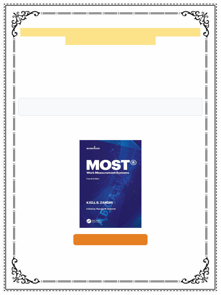 MOST Work Measurement Systems 4th Edition Kjell B Zandin Therese M ...