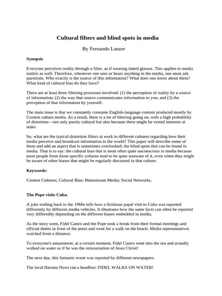 Media Bias and Cultural Filters Explained | PDF | News | Bias