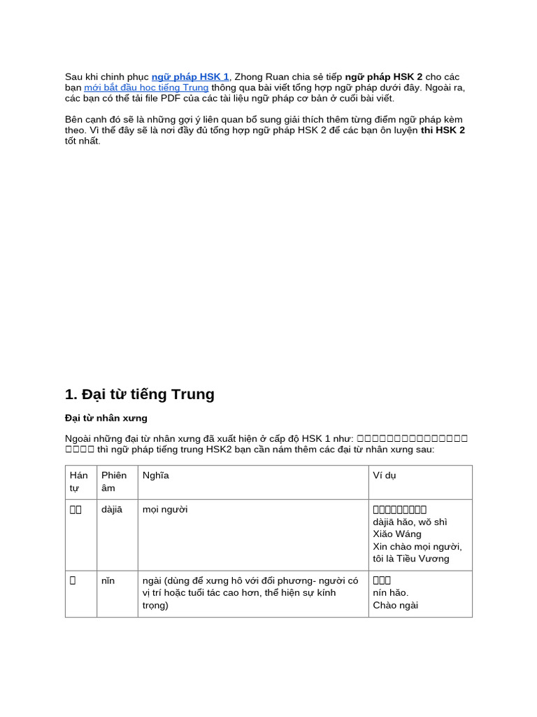 T NG H P NG Pháp HSK 2 | PDF