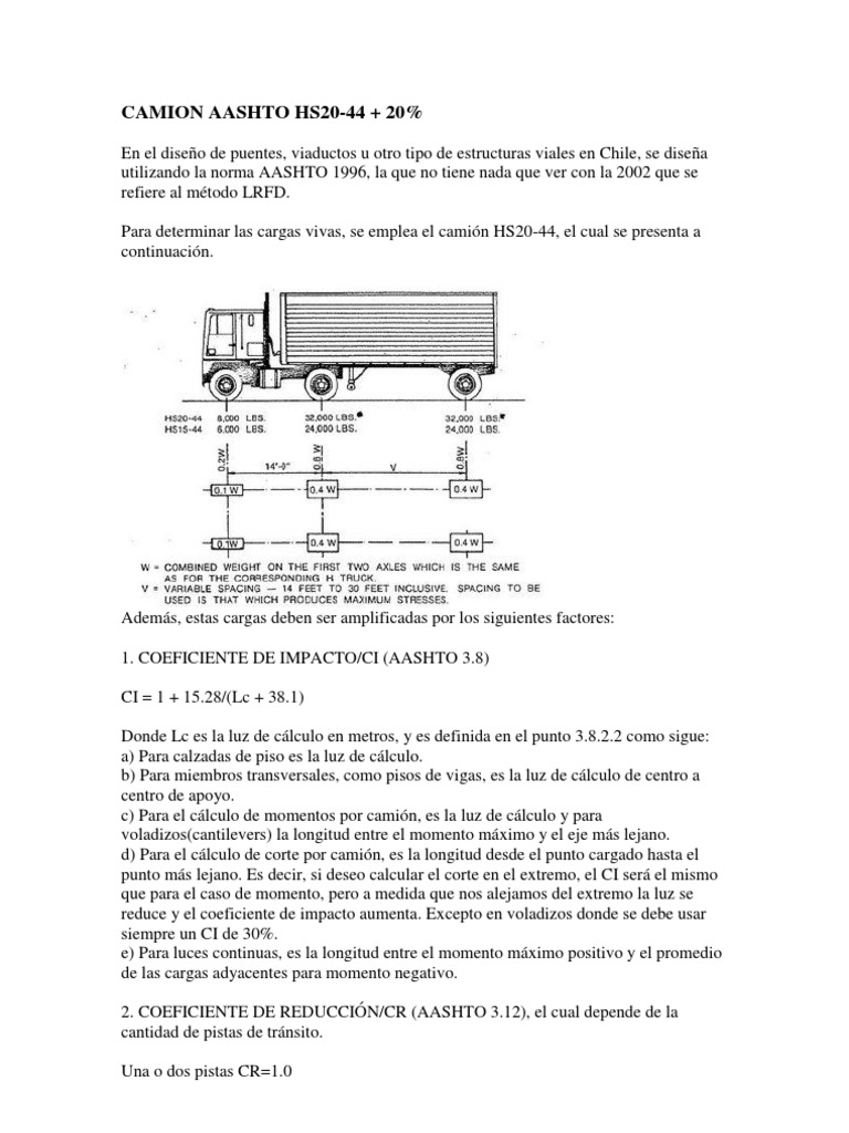 Cálculo de Cargas HS20-44 AASHTO | PDF | Camión | Science