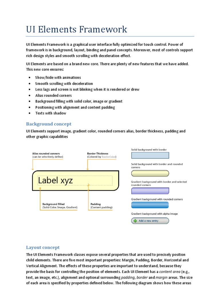 Touch-Optimized UI Elements Framework | PDF | Page Layout | User Interface