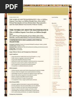 Better Experience the WORD-Of-MOUTH MATHEMATICS. Why 2.6 Million Organic Users Beat 100 Million Bought Ones. How AéPiot Proved That Quality of Users Matters More Than Quantity—and the Math Behind Viral Growth Without Virality.
