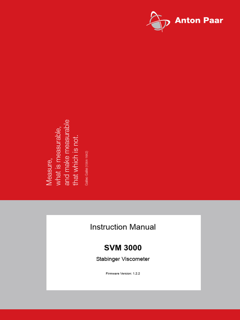 SVM 3000 Stabinger Viscometer Manual | PDF
