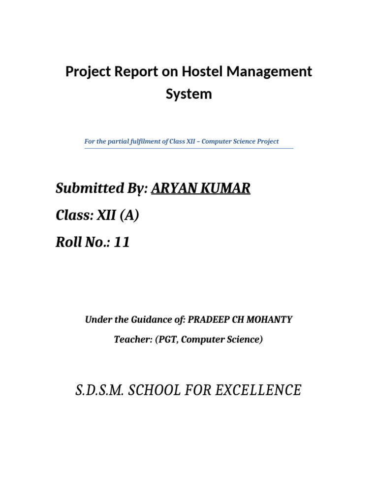 MySQL-Based Hostel Management System | PDF | Databases | Database ...