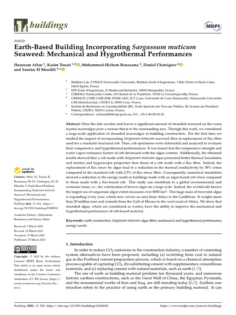 Earth-Based Building Incorporating Sargassum Muticum Seaweed ...