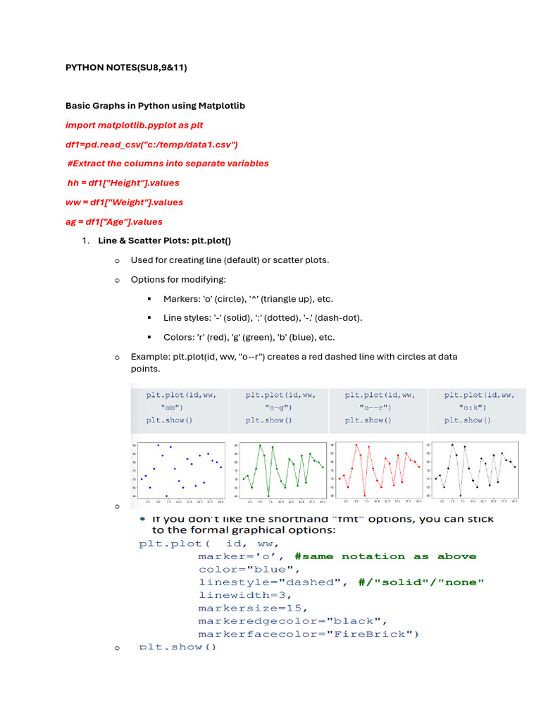PYTHON NOTES | PDF | Histogram | Scatter Plot