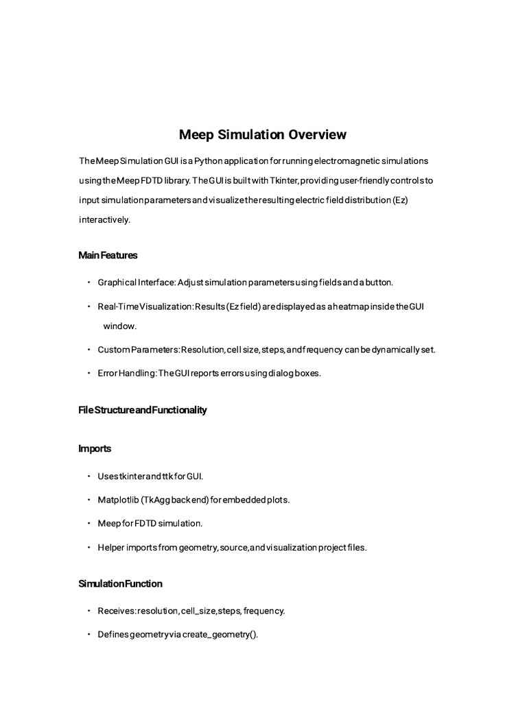 Meep FDTD Simulation GUI Overview | PDF | Graphical User Interfaces ...