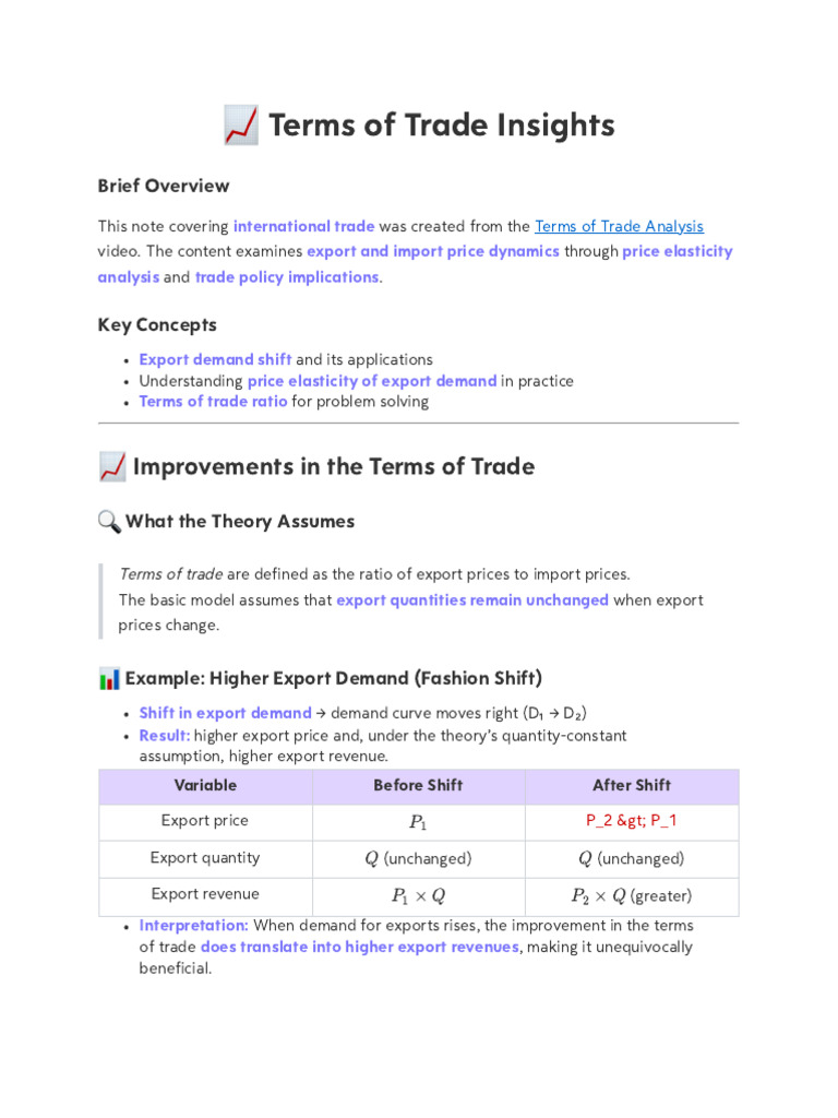 Terms of Trade Analysis | PDF | Demand | Elasticity (Economics)