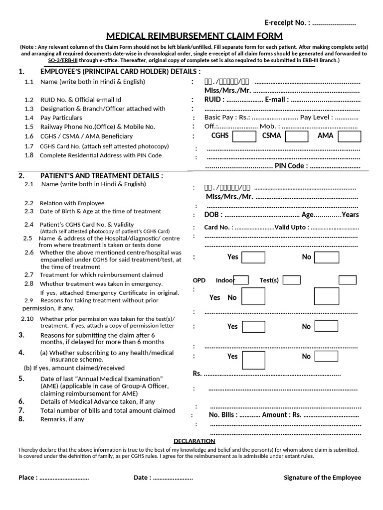 Medical Reimbursement Claim Form Guide | PDF | Health Care