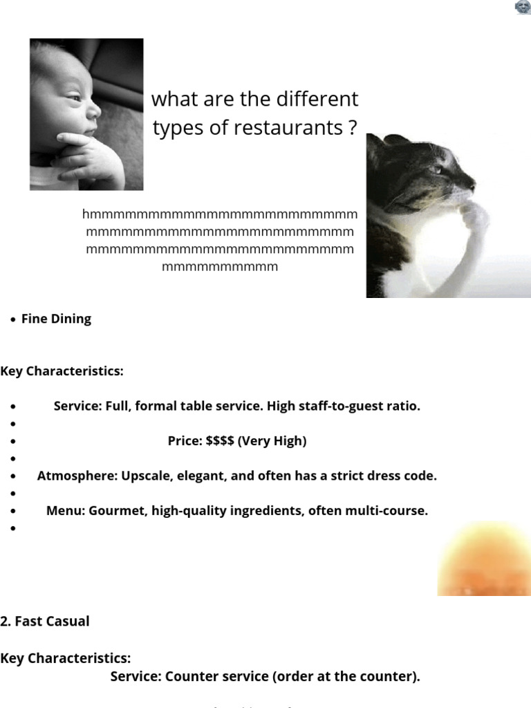 Types of Restaurants Explained | PDF