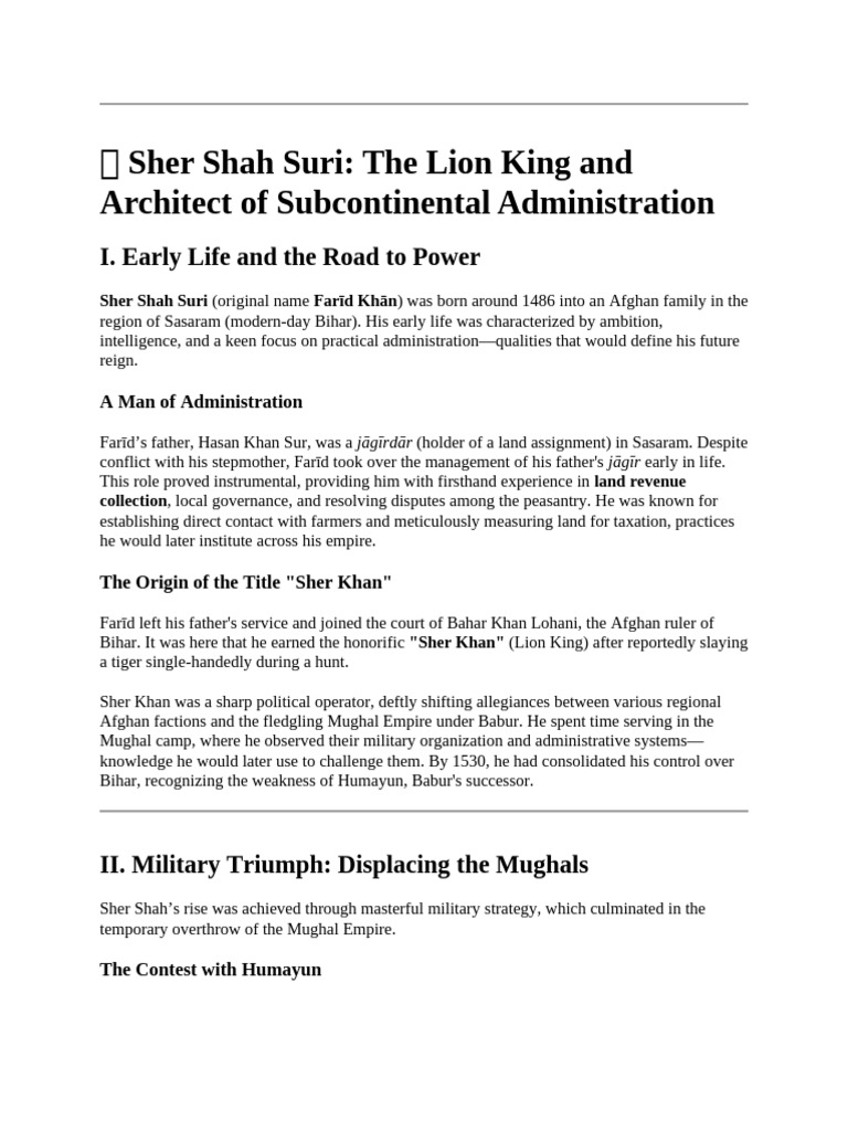 Sher Shah Suri | PDF | Mughal Empire